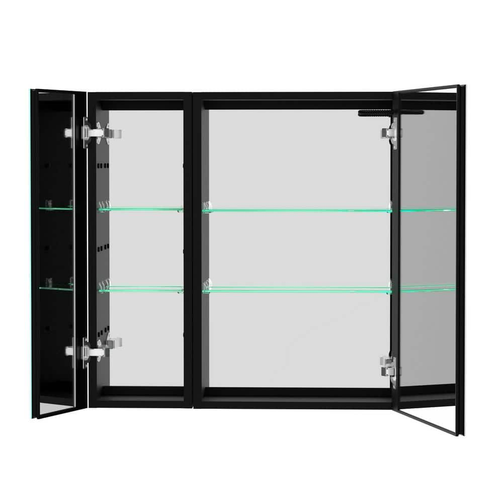 30 in. W x 30 in. H Rectangular Black Aluminum Surface Mount Medicine ...