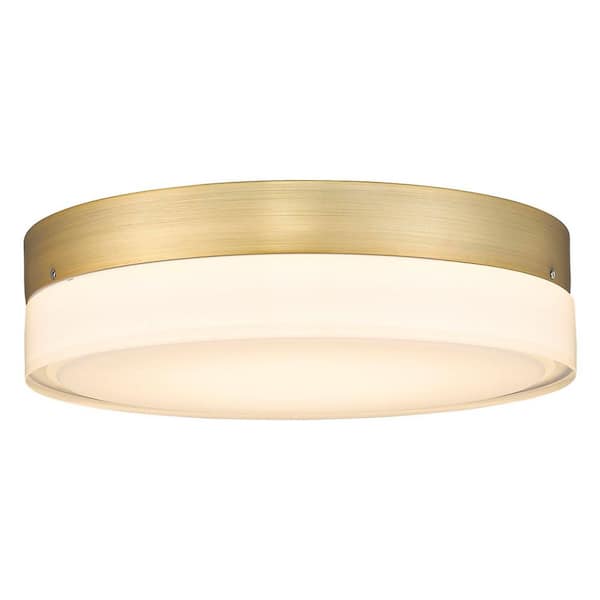 12 in. Antique Brass Integrated LED Flush Mount Ceiling Light Fixture with Frosted Glass Shade
