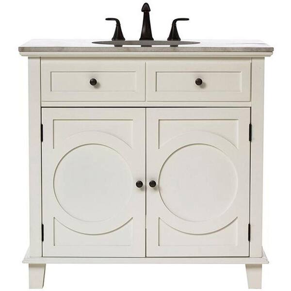 Home Decorators Collection Hudson 36 in. Vanity in White with Natural Marble Vanity Top in White