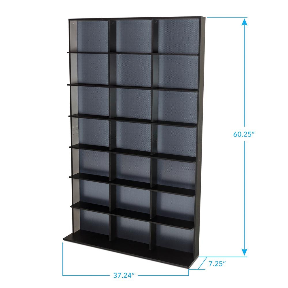 Elite Media Storage Cabinet Medium 609CD's/420DVD's/483 Blu-ray, Black
