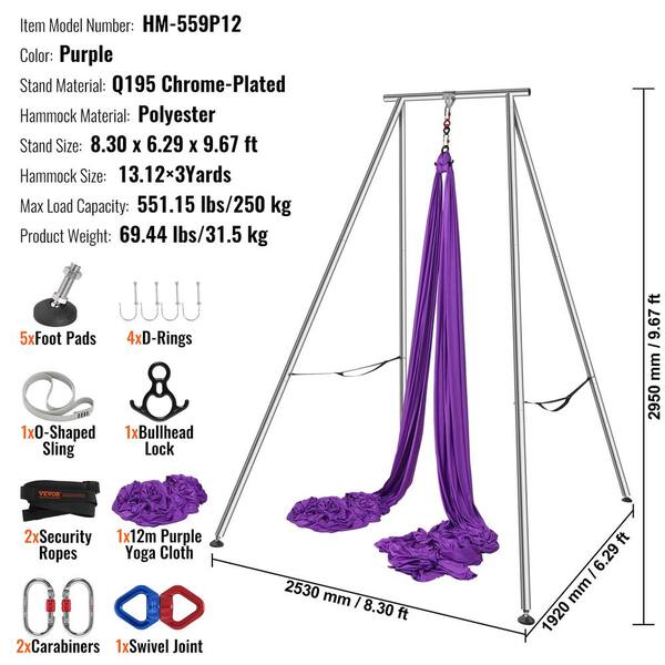 VEVOR Aerial Yoga Frame and Yoga Hammock 9.67 ft. H
