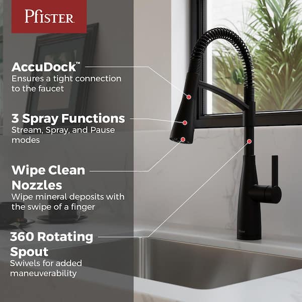 Kwan Single-Handle Culinary Pull Down Sprayer Kitchen Faucet in Matte Black