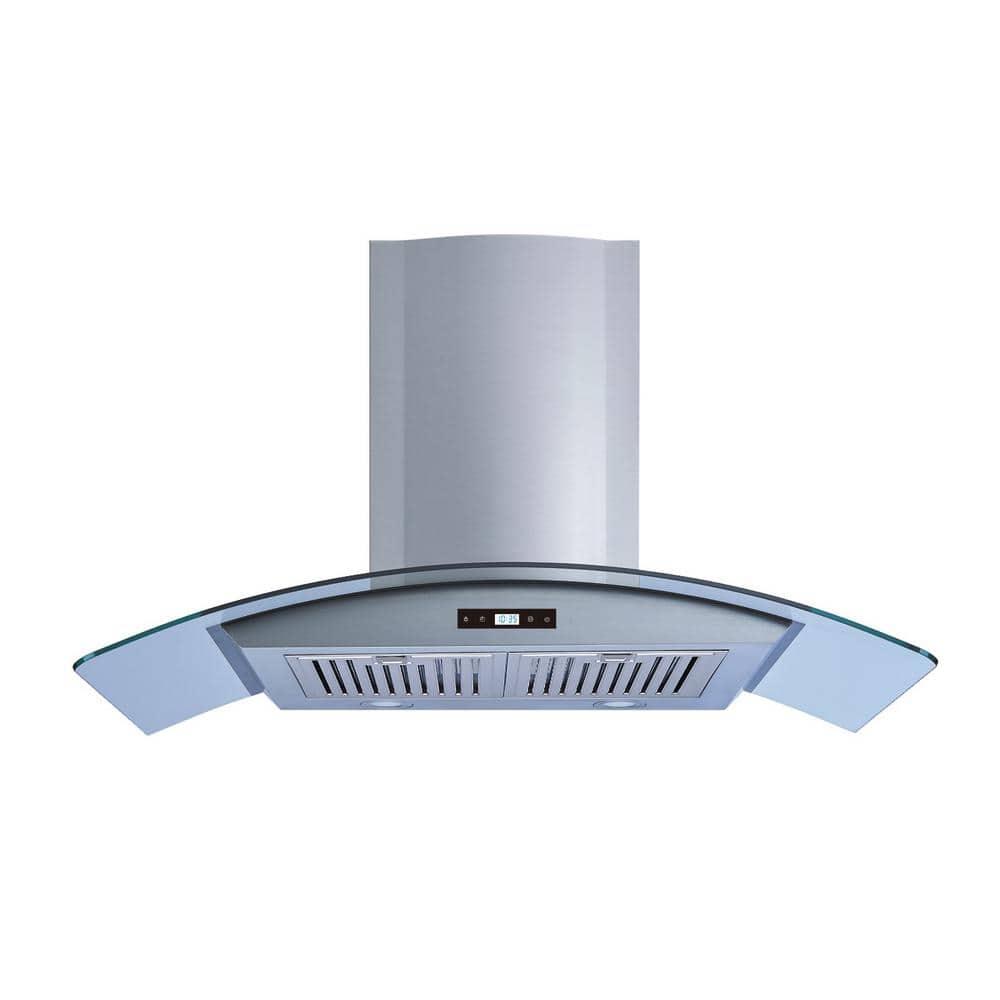Winflo 30 in. 439 CFM Convertible Stainless Steel/Glass Wall Mount Range Hood with Baffle