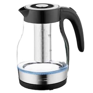 Glass 1.7 Liter Electric Kettle with Tea Infuser in Black