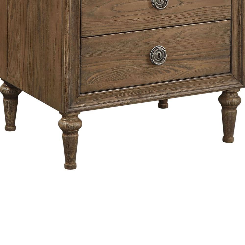 Inverness Reclaimed Oak 3-Drawer Nightstand with Tapered Legs