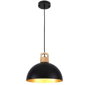 Joylin 1-Light Black Shaded Single Dome Pendant Light with Metal Shade, No Bulbs Included