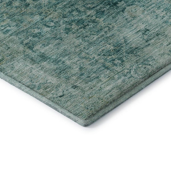 Mayfield Premium Machine Washable Abstract AMF1773 Teal 9 ft. x 12 ft. Area Rug