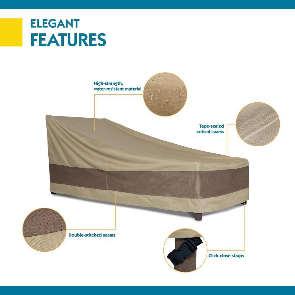 Elegant 86 Inch Beige and Brown Waterproof Patio Chaise Lounge Cover