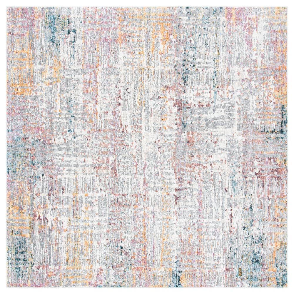 SAFAVIEH Crystal 6 ft. x 6 ft. Beige/Rust Distressed Marle Square Area ...
