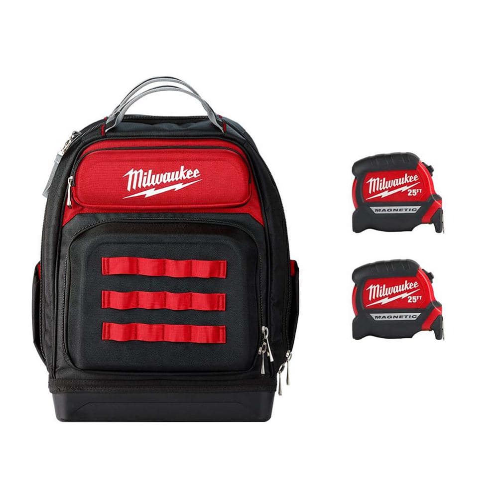 Milwaukee 15 in. Ultimate Jobsite Backpack with 25 ft. x in. Compact Magnetic  Tape Measure (2-Pack) 48-22-8201-48-22-0325G The Home Depot
