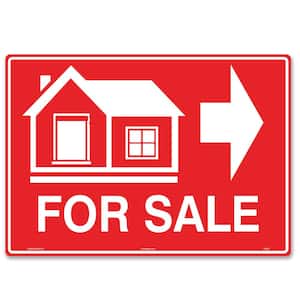 14 in. x 10 in. House For Sale Sign (Right Arrow) Printed on More Durable Longer-Lasting Thicker Styrene Plastic.