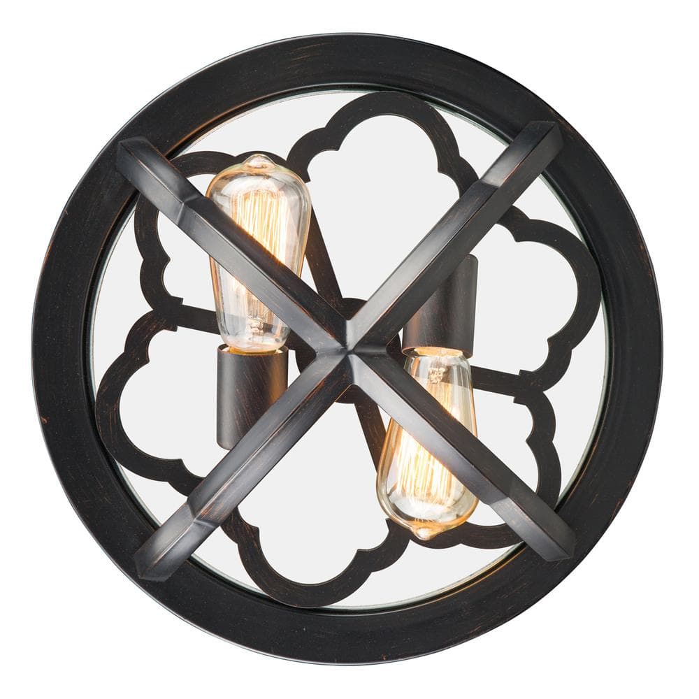 Smithsonian Saxon Aged Bronze Flush Mount with Reflective Glass