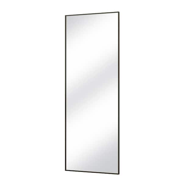 20 in. W x 64 in. H Rectangular Black Aluminum Alloy Framed Full Length Mirror Wall Mirror