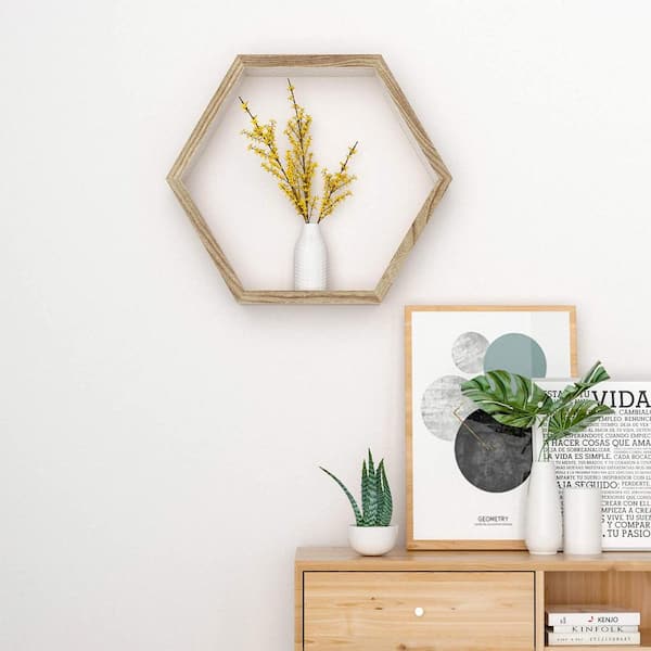 Oumilen 3-Piece Set Honeycomb-Shaped Hanging Floating Shelf And ...