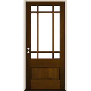 36 in. x 80 in. Craftsman Prairie 3/4 Lite Provincial Stain Right-Hand/Inswing Douglas Fir Prehung Front Door