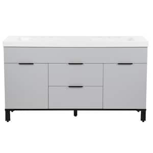 Silverleaf 60.5 in. W x 18.75 in. D x 34.6 in. H Bathroom Vanity in Pearl Gray with White Cultured Marble Top