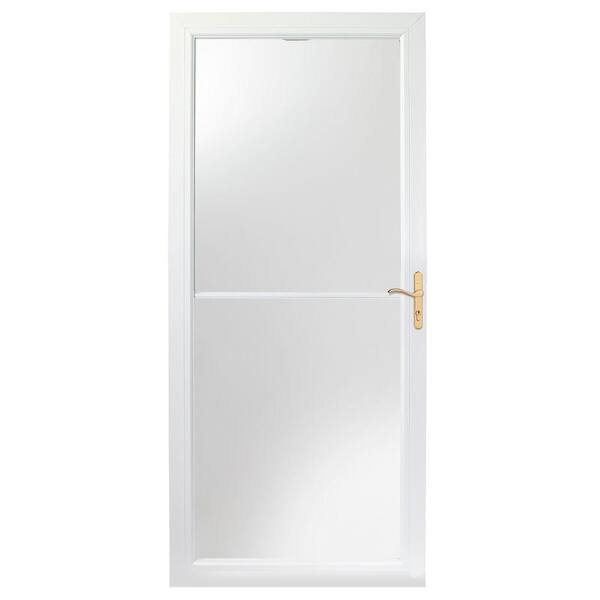 Andersen 30 In X 80 In 2500 Series White Universal Self Storing Aluminum Storm Door With Brass Hardware Hd2ss30wh The Home Depot