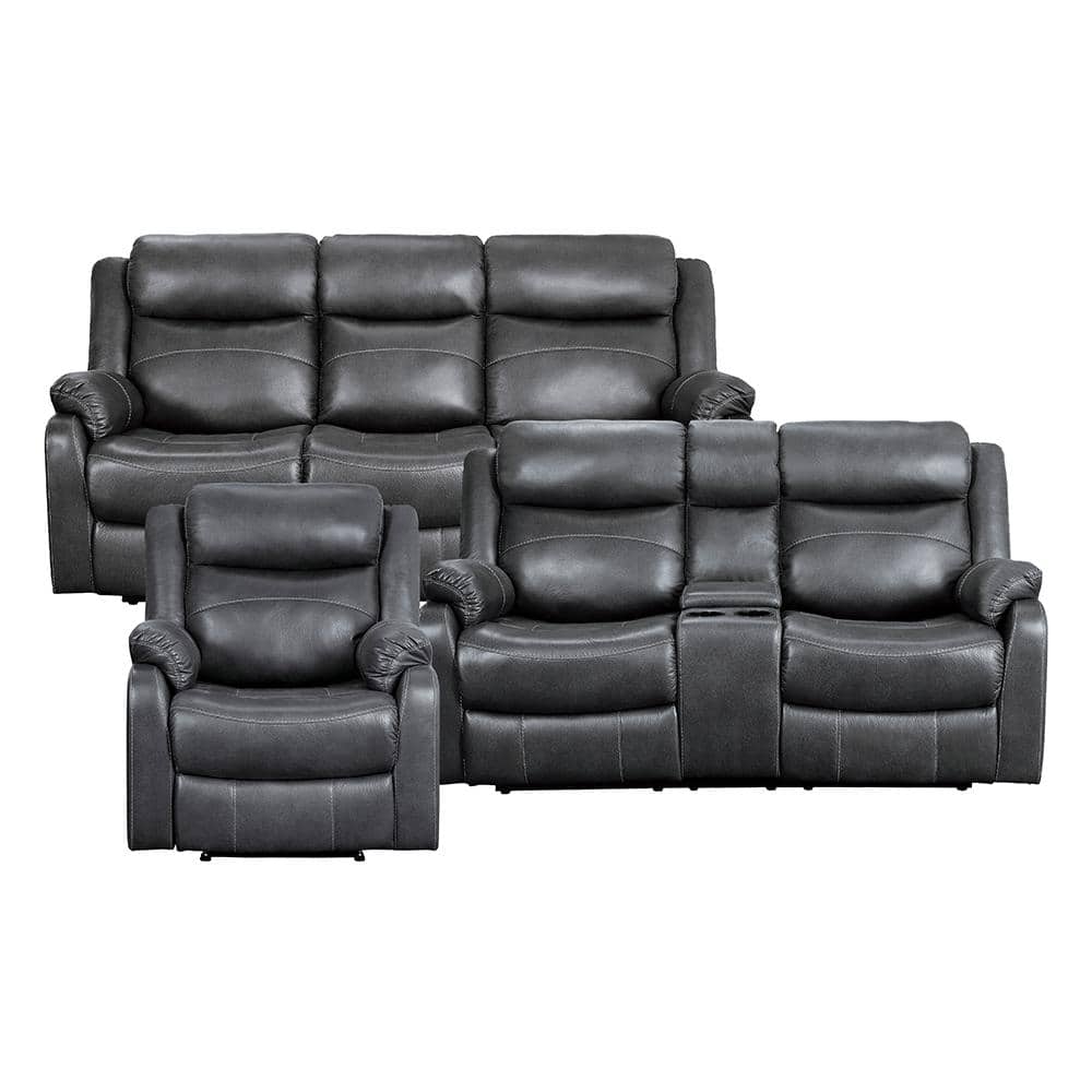 Goby 81 in. W. Pillow Top Arm Microfiber Rectangle 3-Piece Manual Reclining