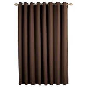 Espresso Polyester Solid 112 in. W x 84 in. L Grommet Blackout Curtain