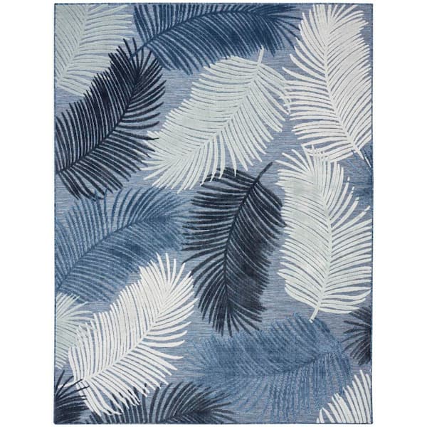 Suncoast 9 ft. x 12 ft. Denim Floral Contemporary Area Rug