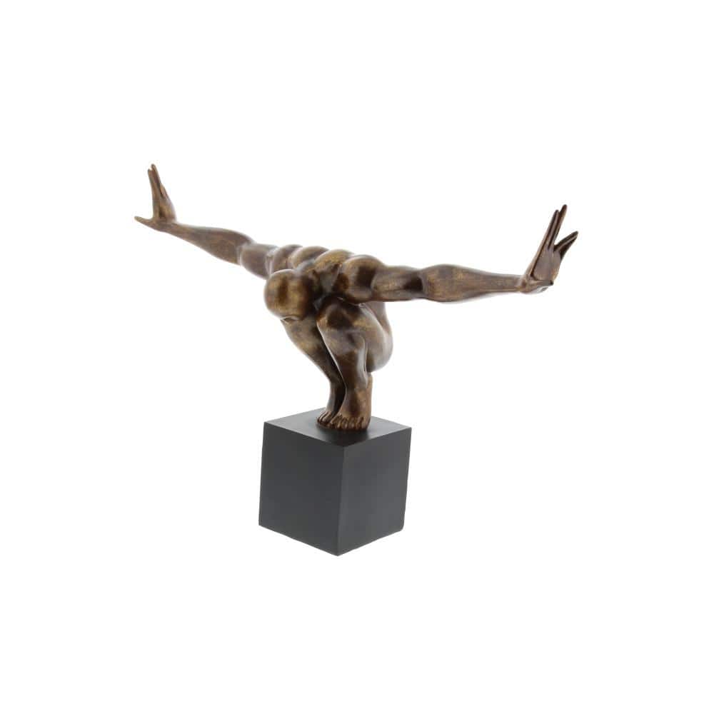 Elegant Bronze Polystone Diver Statue with Black Base - 4" x 20" x 11"