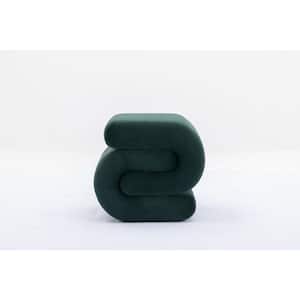 Dark Green S-shape Velvet Fabric Ottoman Makeup Stool Footstool For Living Room