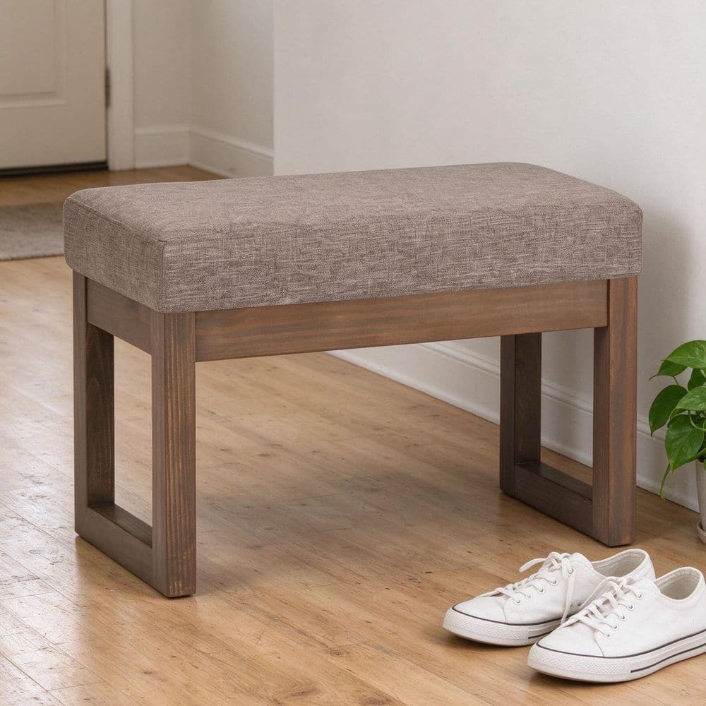 Gray Fabric Rectangle Accent Ottoman