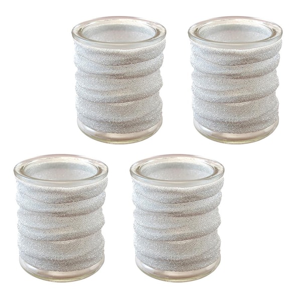 LUMABASE Silver Wrap Glass Candle Holder (Set of 4)