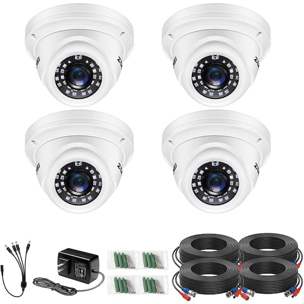 ZOSI 8MP Super HD White Outdoor/Indoor TVI Wired Dome Security Camera Compatible for TVI DVR (4-Pack)