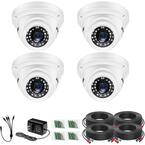 8MP Super HD White Outdoor/Indoor TVI Wired Dome Security Camera Compatible for TVI DVR (4-Pack)
