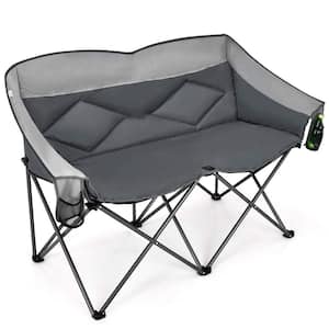 Gray Moon Folding Camping Chair Double Loveseat Heavy-Duty Saucer Chair