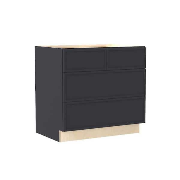 Franklin 36 in. W x 24 in. D x 34.5 in. H Assembled Plywood Drawer Base Kitchen Cabinet in Valiant Onyx with Soft Close