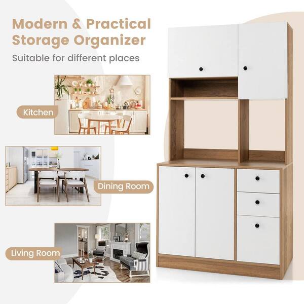 Living Skog Pantry Kitchen Storage Cabinet Large White, Natural