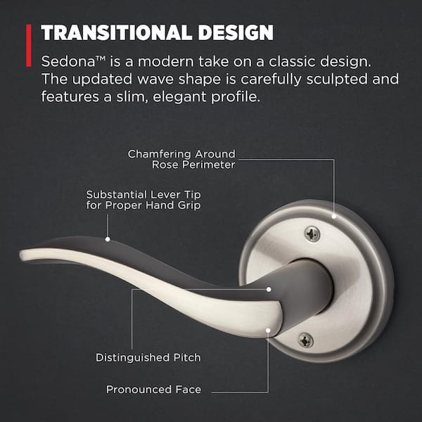 Kwikset Sedona Satin Nickel Left Handed Round Wave Half Dummy Door
