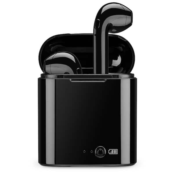 Black Truly Wireless Bluetooth with Rechargeable Case, Built-in Microphone Earbud and In-Ear