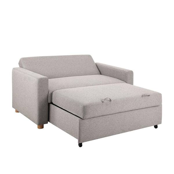 Serta Tampa 66.1 in. Light Grey Polyester Full Size Convertible Sofa 112A006LTG The Home Depot