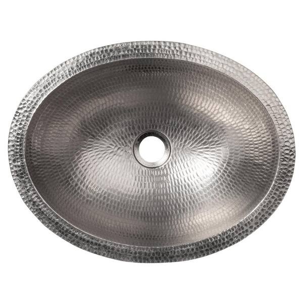 Premier Copper Products Under Counter Oval Hammered Copper 17 in. Bathroom Sink in Nickel