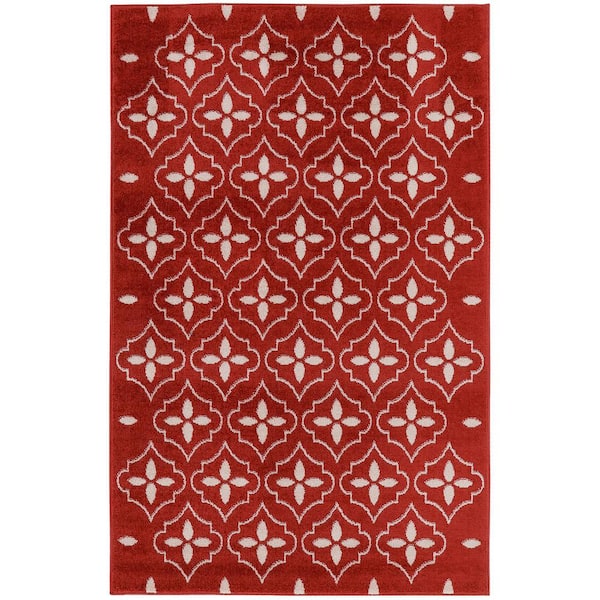 Nourison Essentials Brick Ivory 4 ft. x 6 ft. Moroccan Contemporary Area Rug