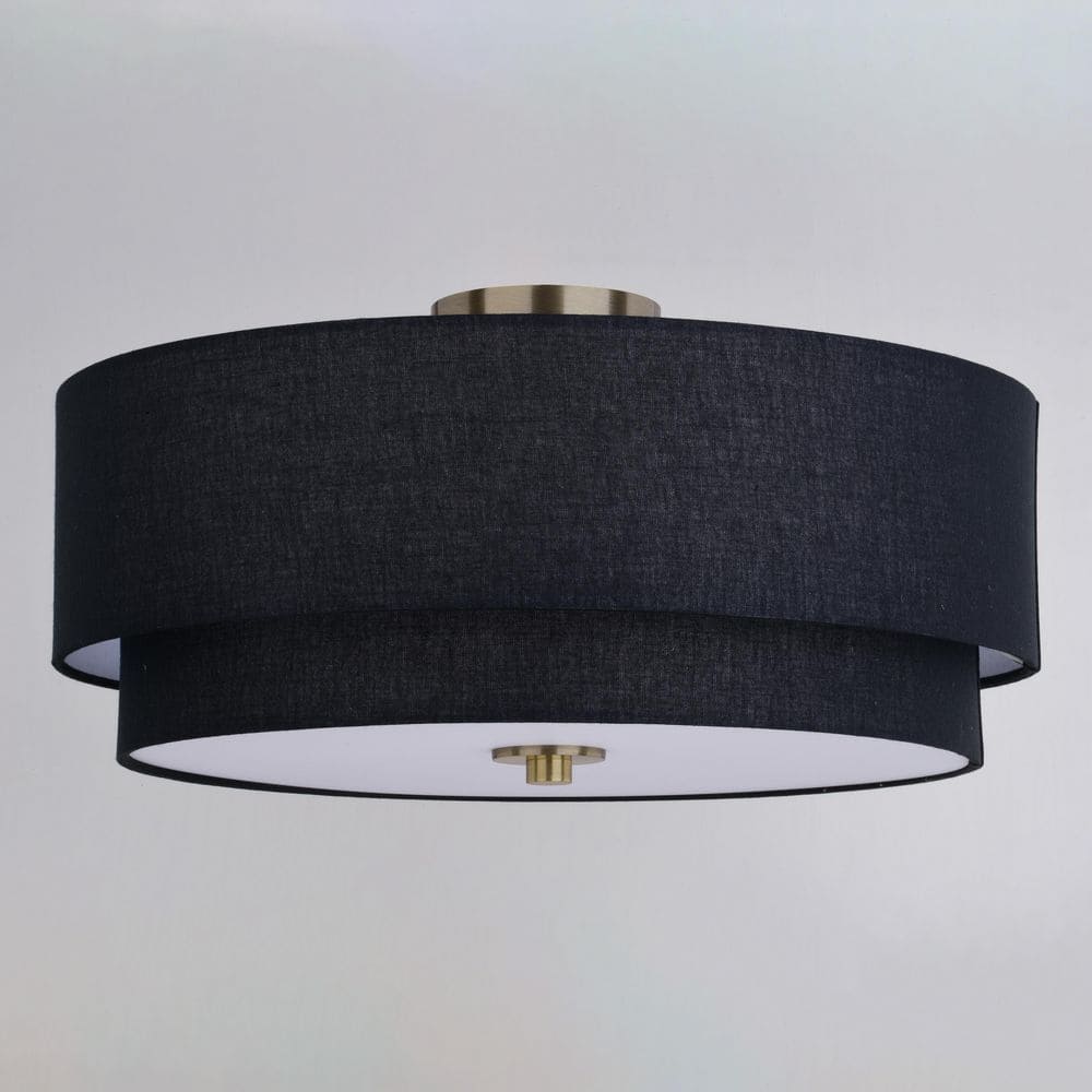 Burnaby 20.5'' Matte Brass and Black Linen Drum LED Ceiling Light