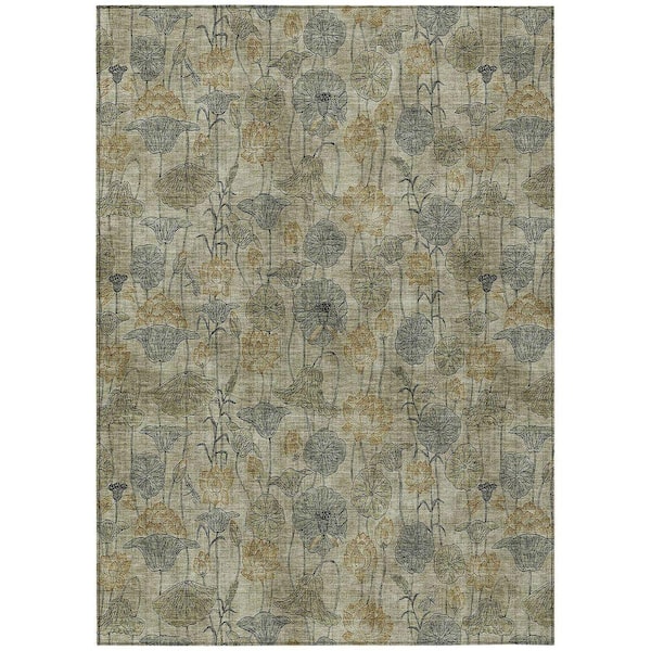 Chantille Machine Washable Indoor/Outdoor Abstract ACN2128 Khaki 3 ft. x 5 ft. Area Rug