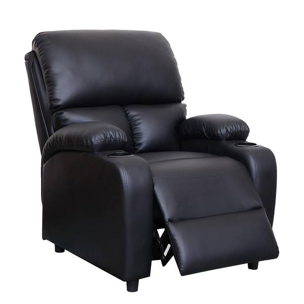 black faux leather recliner