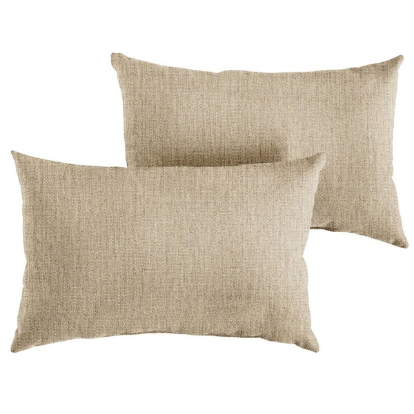SORRA HOME Sunbrella Canvas Fawn Rectangle Indoor/Outdoor Lumbar Pillow (2-Pack)