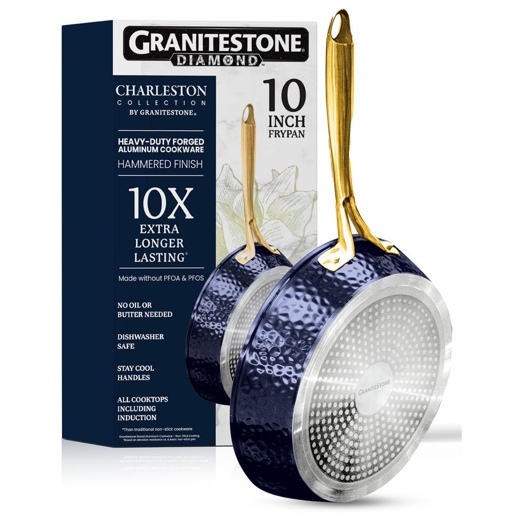 Granitestone Charleston Hammered 15 Piece Nonstick Cookware Set - Blue