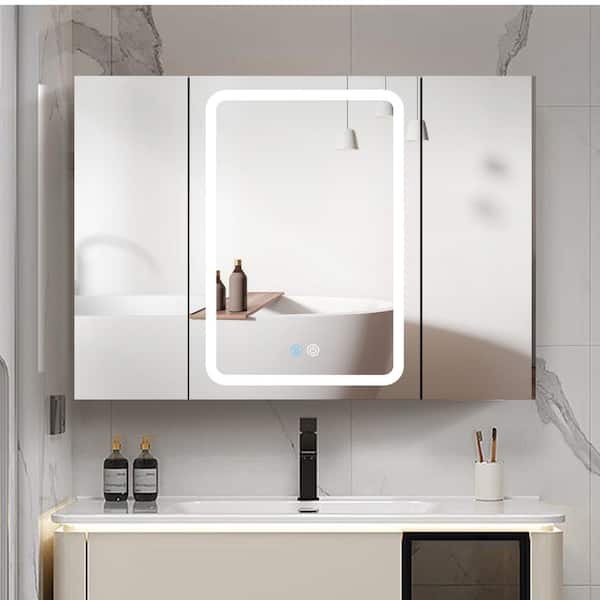 Staykiwi 40 in. W x 30 in. H Rectangular Aluminum Medicine Cabinet with Mirror