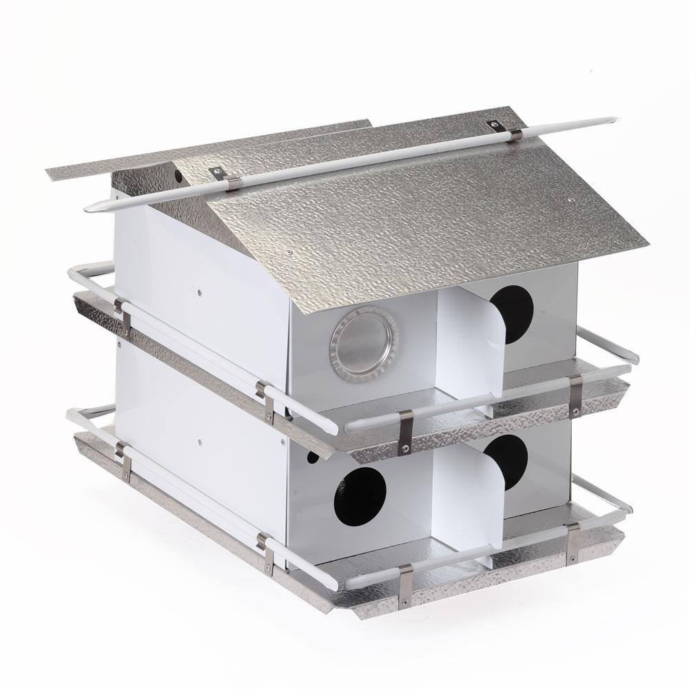 Aluminum Two-Floor White and Silver Purple Martin Bird House