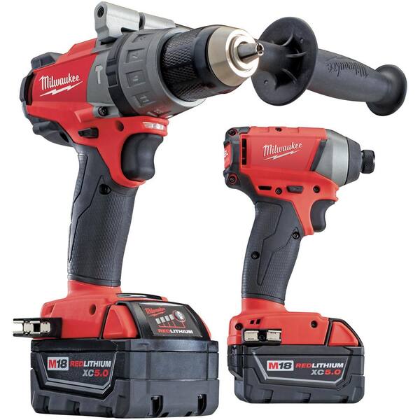Milwaukee - M18 FUEL ONE-KEY 18V Lithium-Ion Brushless Cordless Hammer Drill/Impact Driver Combo Kit w/(2) 5.0Ah Batteries, Case