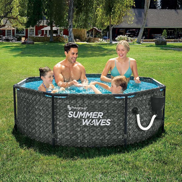 Summer Waves Active 8 P2A00830A The Swimming Pool Ground Above Depot 30 in. Pump Set Home ft. Frame x with 
