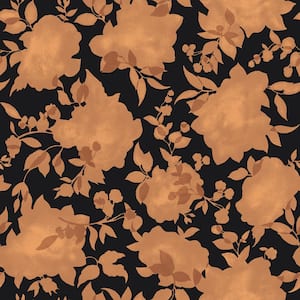 Silhouette Brushed Copper and Black Removable Peel and Stick Vinyl Wallpaper, 56 sq. ft.