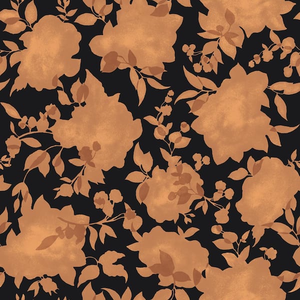 Tempaper Silhouette Brushed Copper and Black Removable Peel and Stick Vinyl Wallpaper, 56 sq. ft.