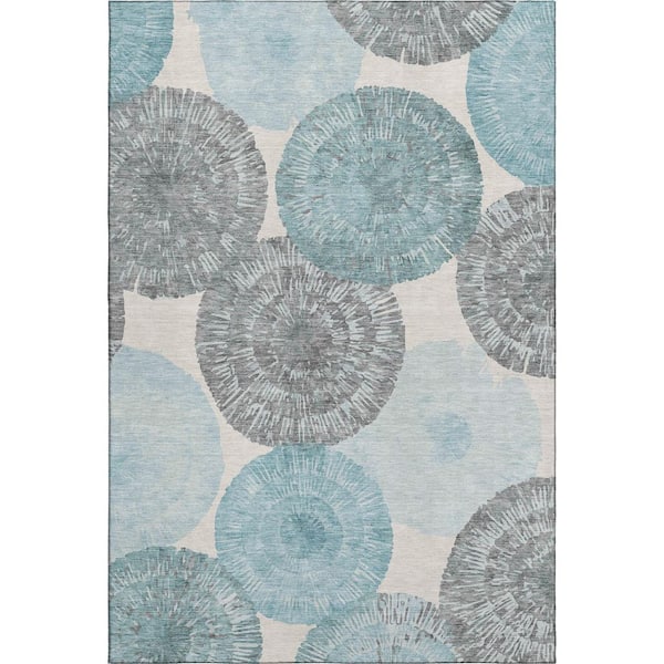 Mayfield Premium Machine Washable Abstract AMF2351 Teal 9 ft. x 12 ft. Area Rug